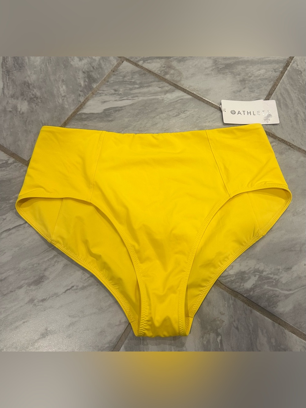 NWT Athleta Womens Yellow High Waist Swimsuit Bottom Size XL Originally$54